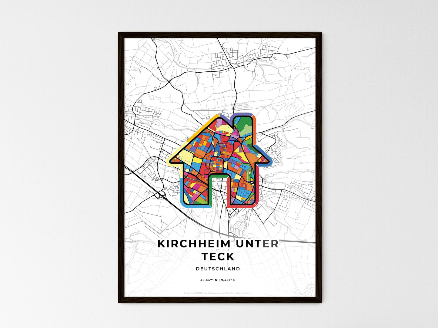 Kirchheim Unter Teck Germany wedding art map with home icon