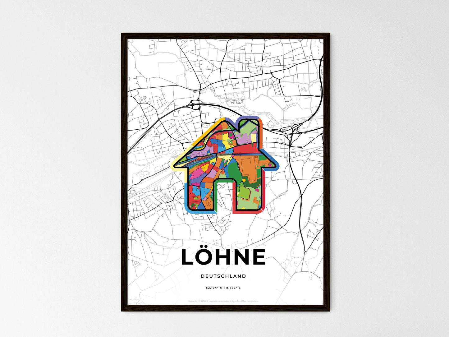 Lohne Germany wedding art map with home icon