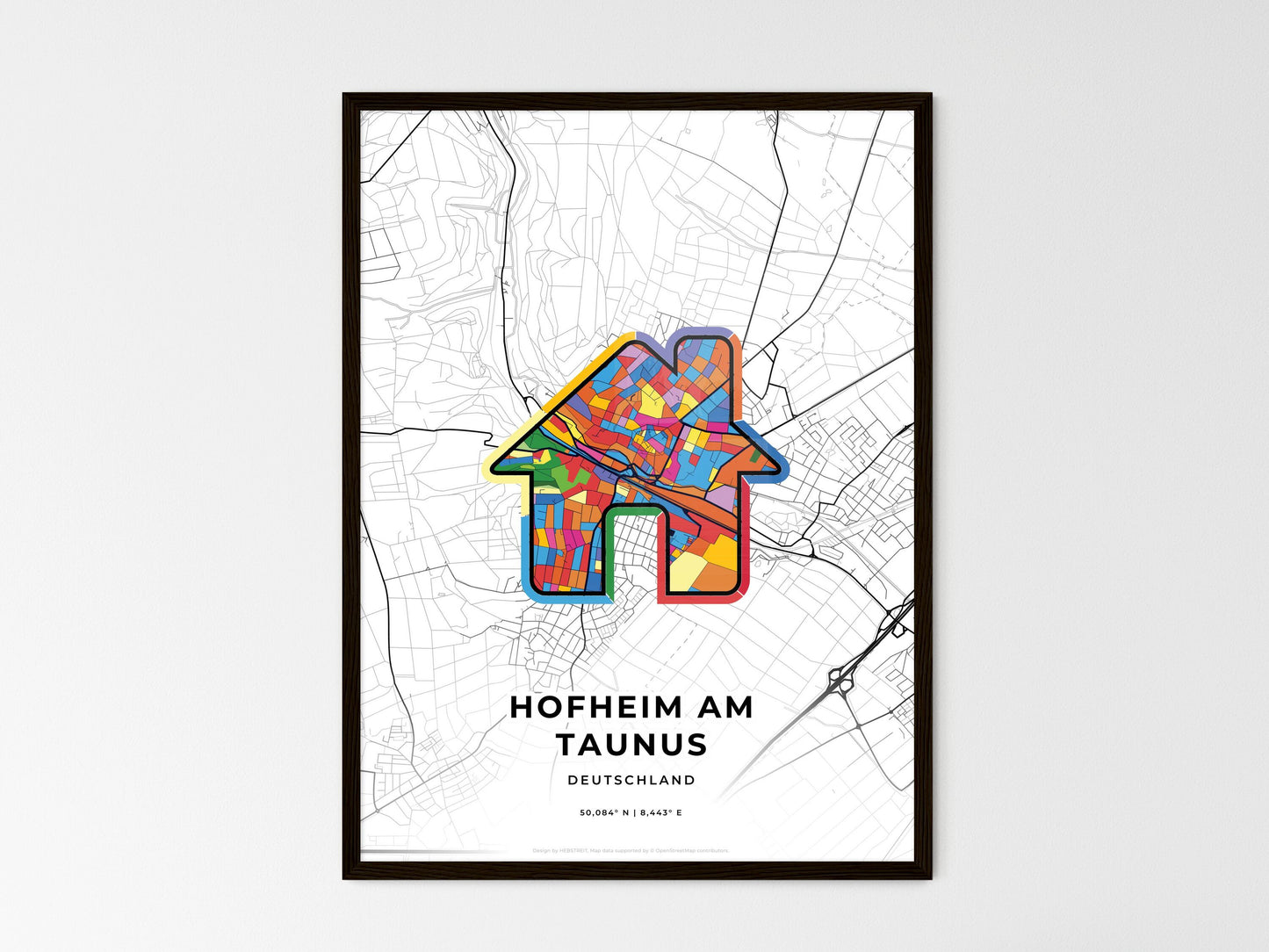 Hofheim Am Taunus Germany wedding art map with home icon