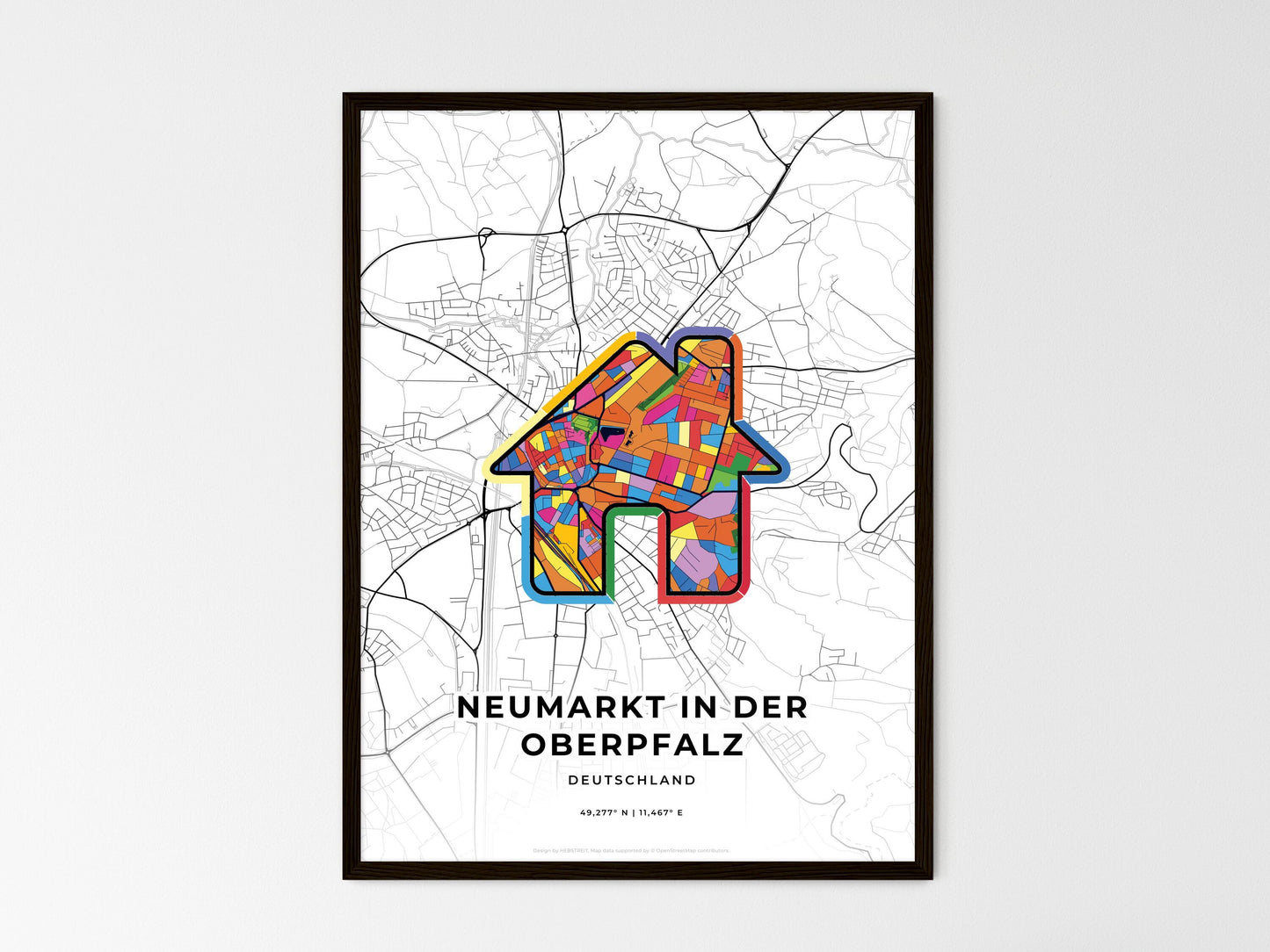 Neumarkt In Der Oberpfalz Germany wedding art map with home icon