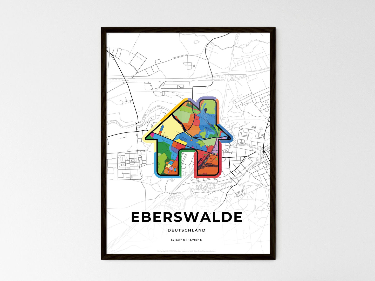 Eberswalde Germany wedding art map with home icon