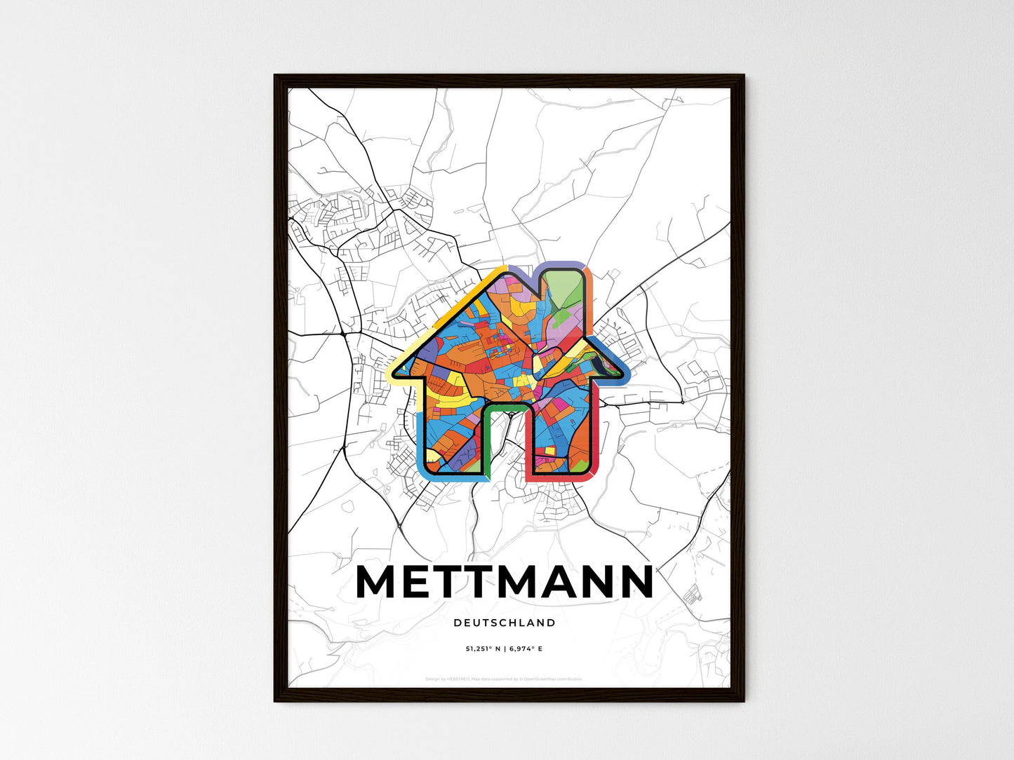 Mettmann Germany wedding art map with home icon