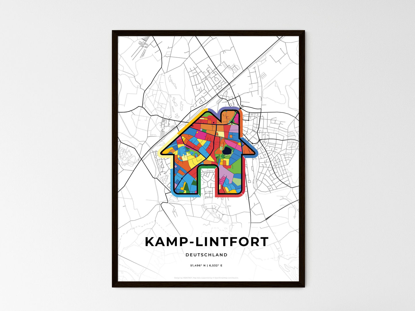 Kamp-Lintfort Germany wedding art map with home icon