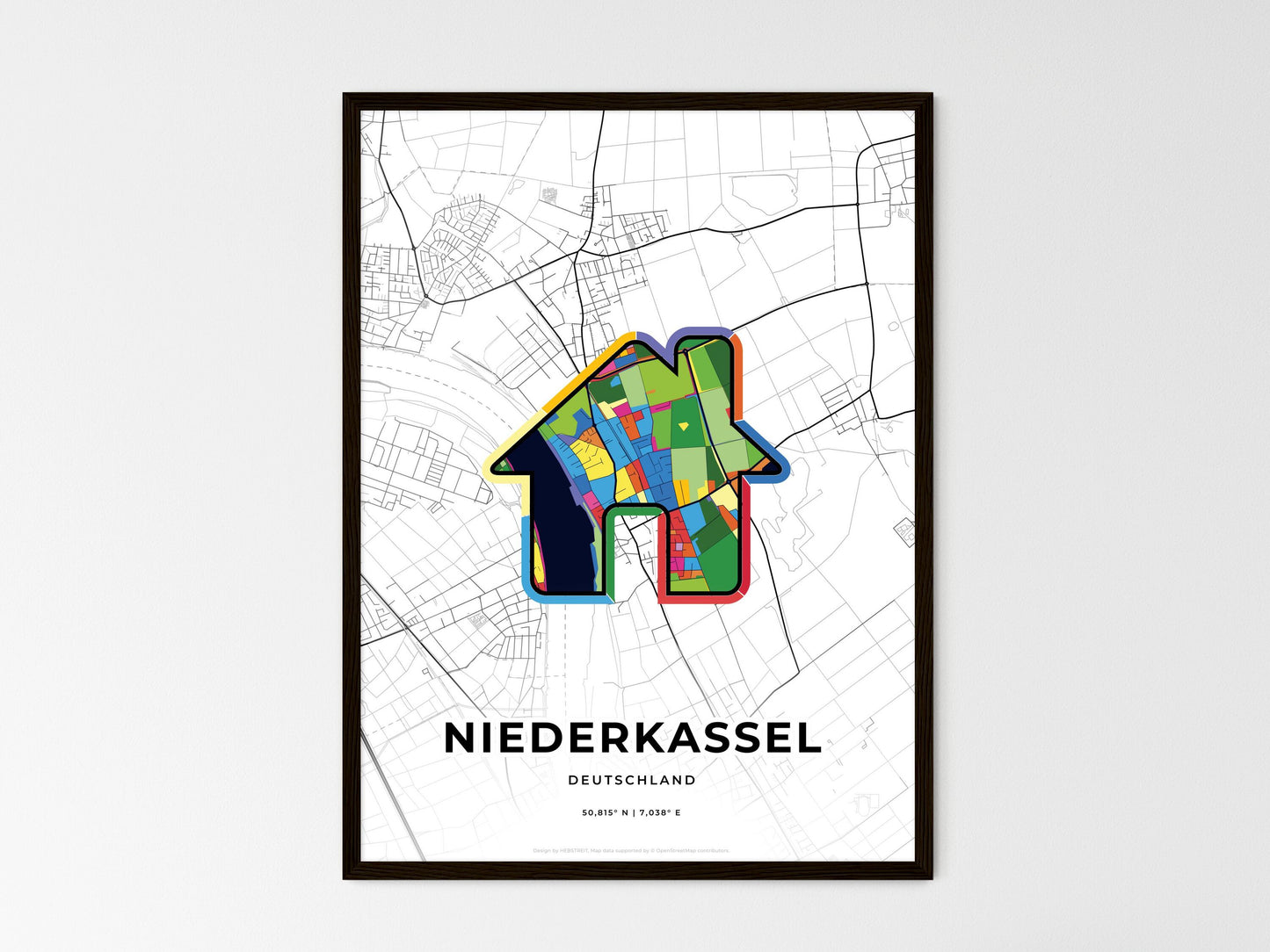 Niederkassel Germany wedding art map with home icon
