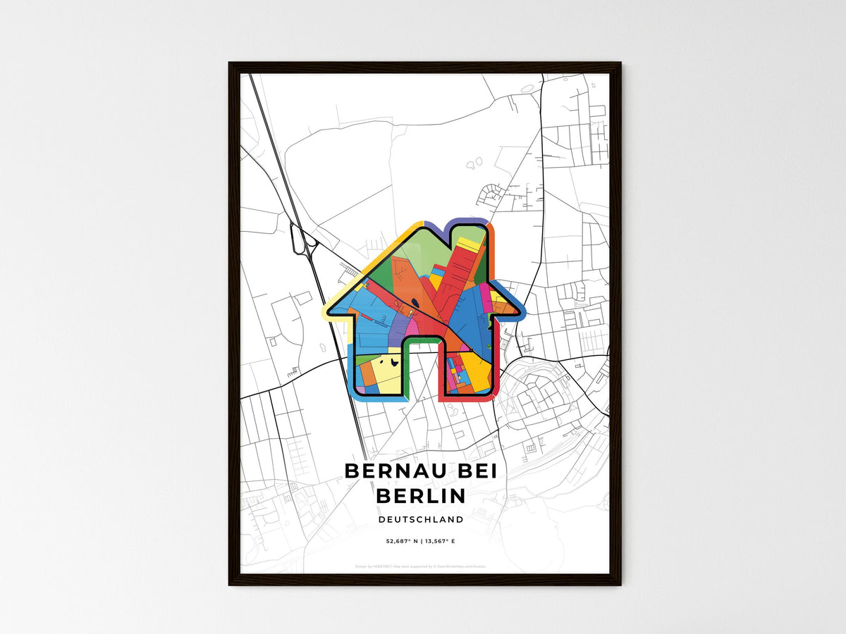 Bernau Bei Berlin Germany wedding art map with home icon