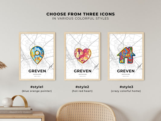 Greven Germany maps with colorful icons