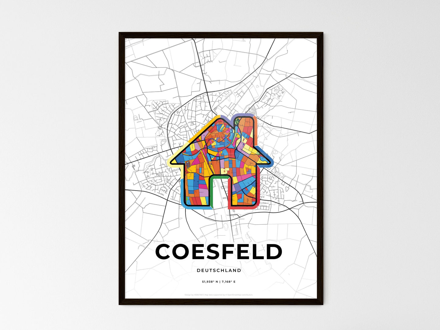 Coesfeld Germany wedding art map with home icon