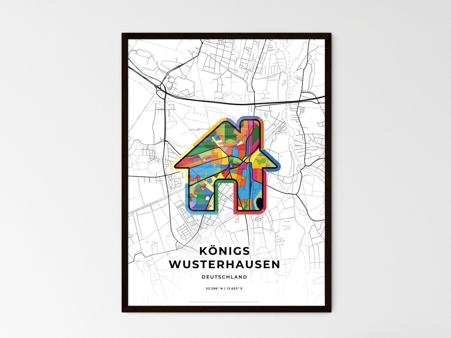 Konigs Wusterhausen Germany wedding art map with home icon