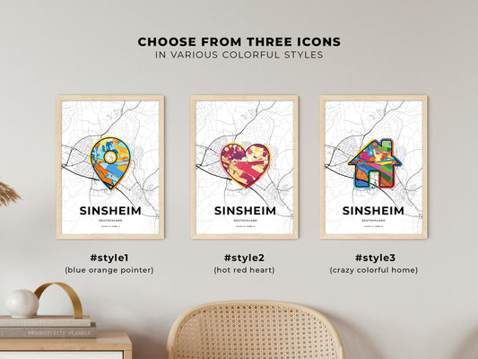Sinsheim Germany maps with colorful icons