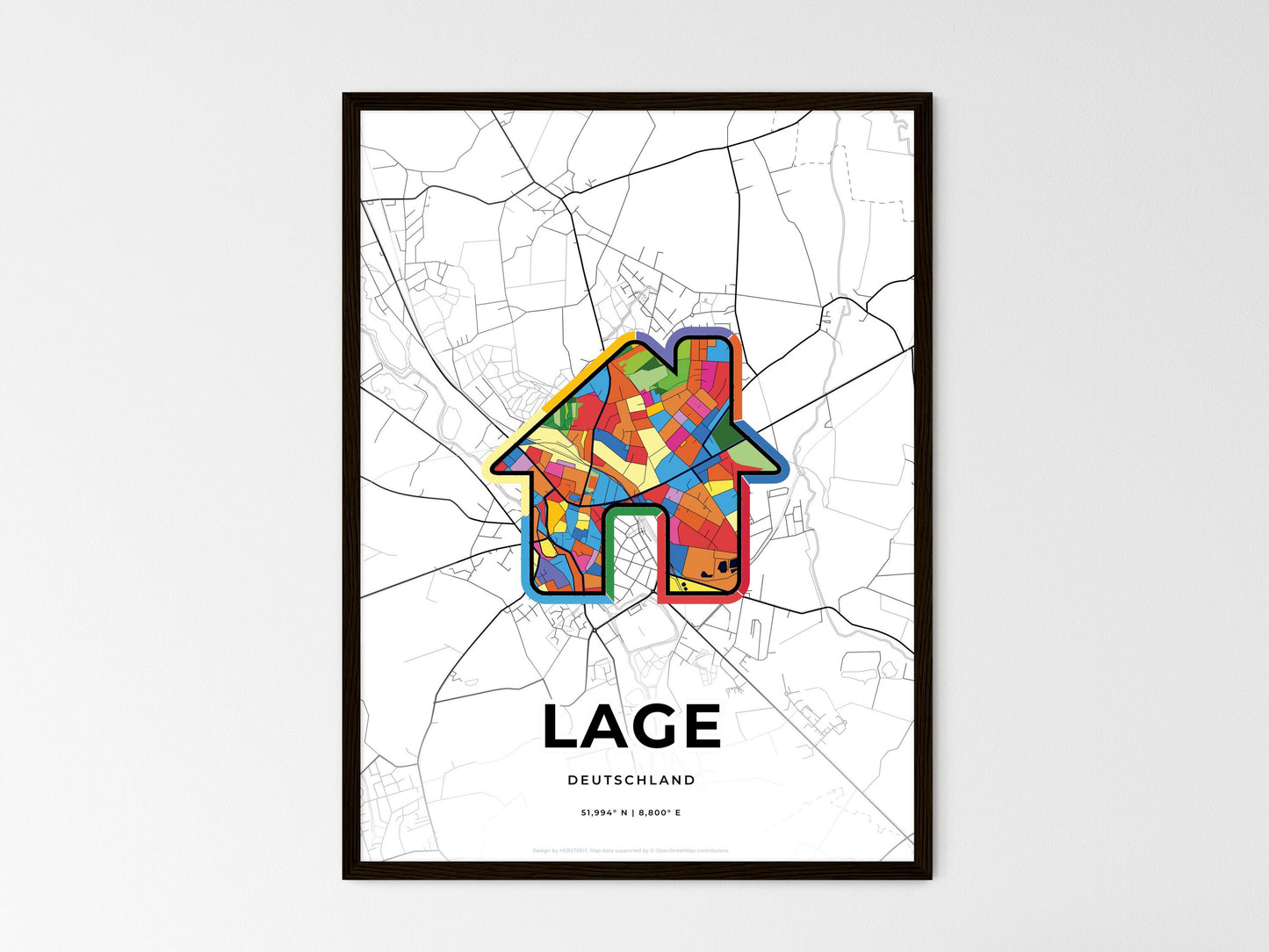 Lage Germany wedding art map with home icon