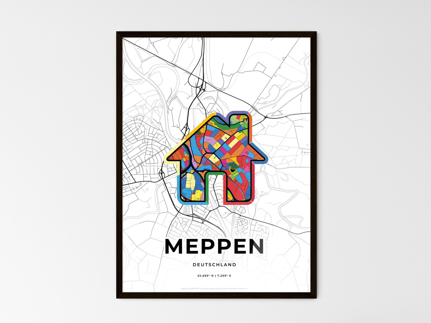 Meppen Germany wedding art map with home icon
