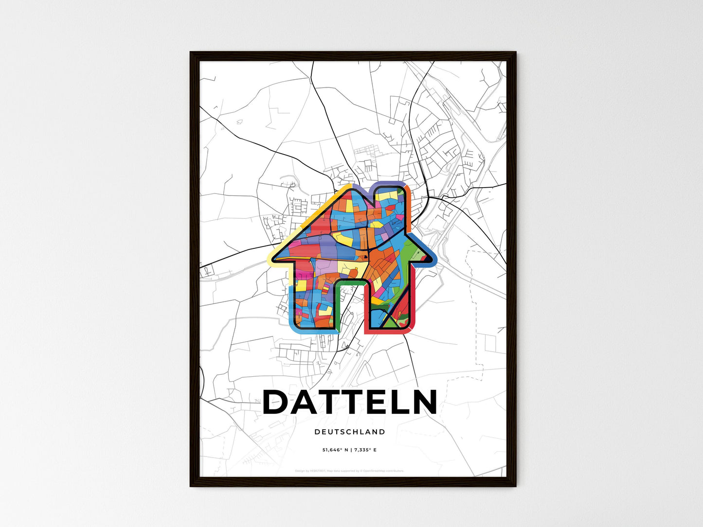Datteln Germany wedding art map with home icon