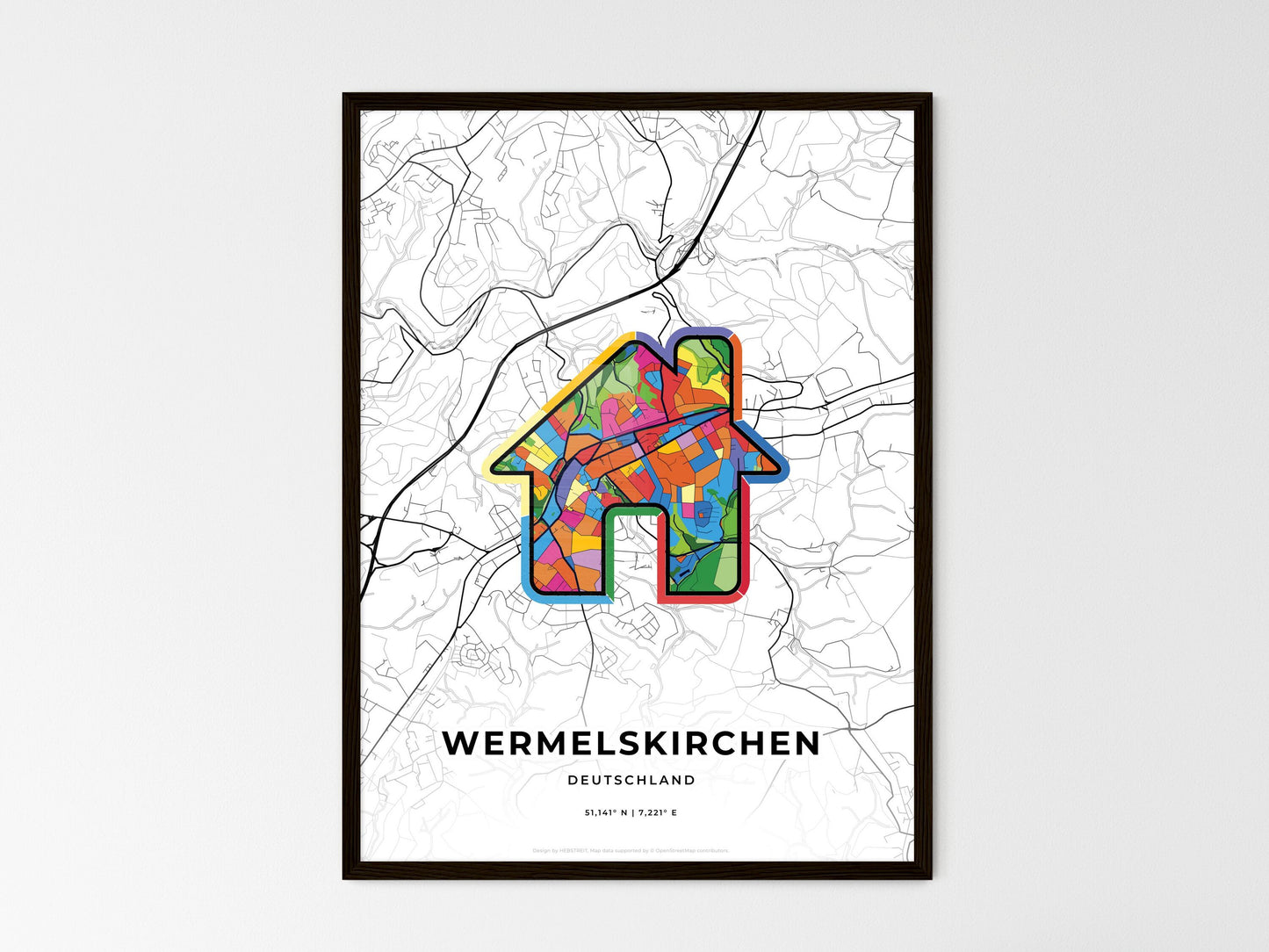 Wermelskirchen Germany wedding art map with home icon