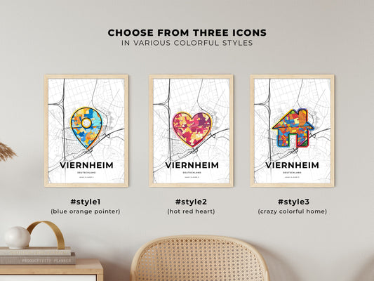 Viernheim Germany maps with colorful icons