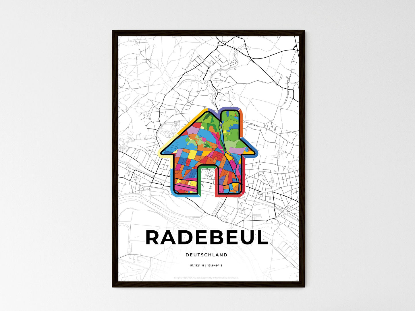 Radebeul Germany wedding art map with home icon
