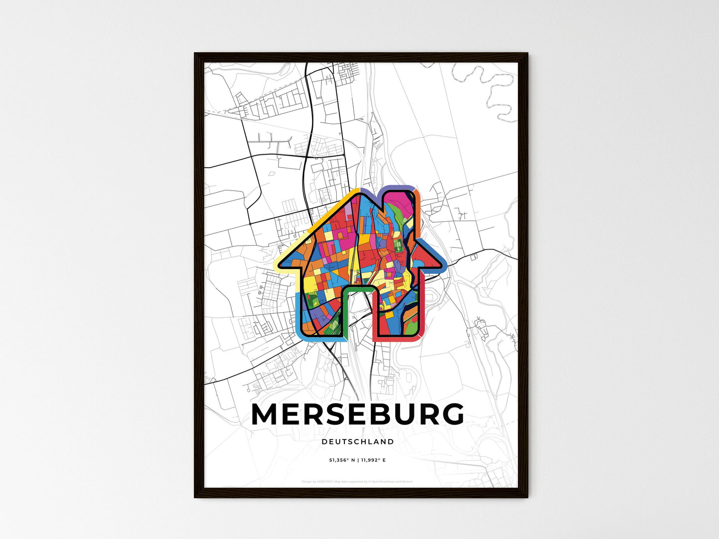Merseburg Germany wedding art map with home icon