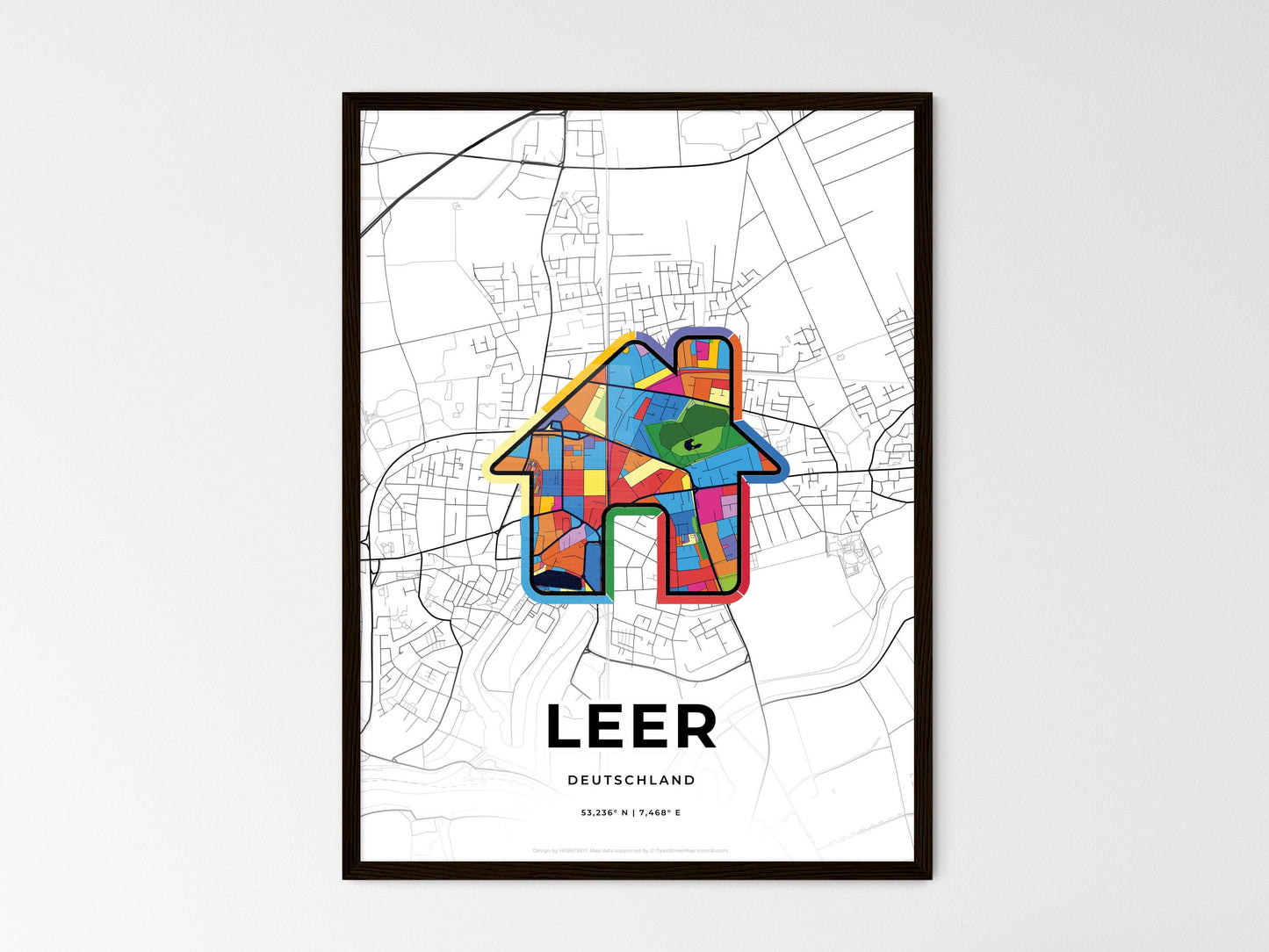 Leer Germany wedding art map with home icon