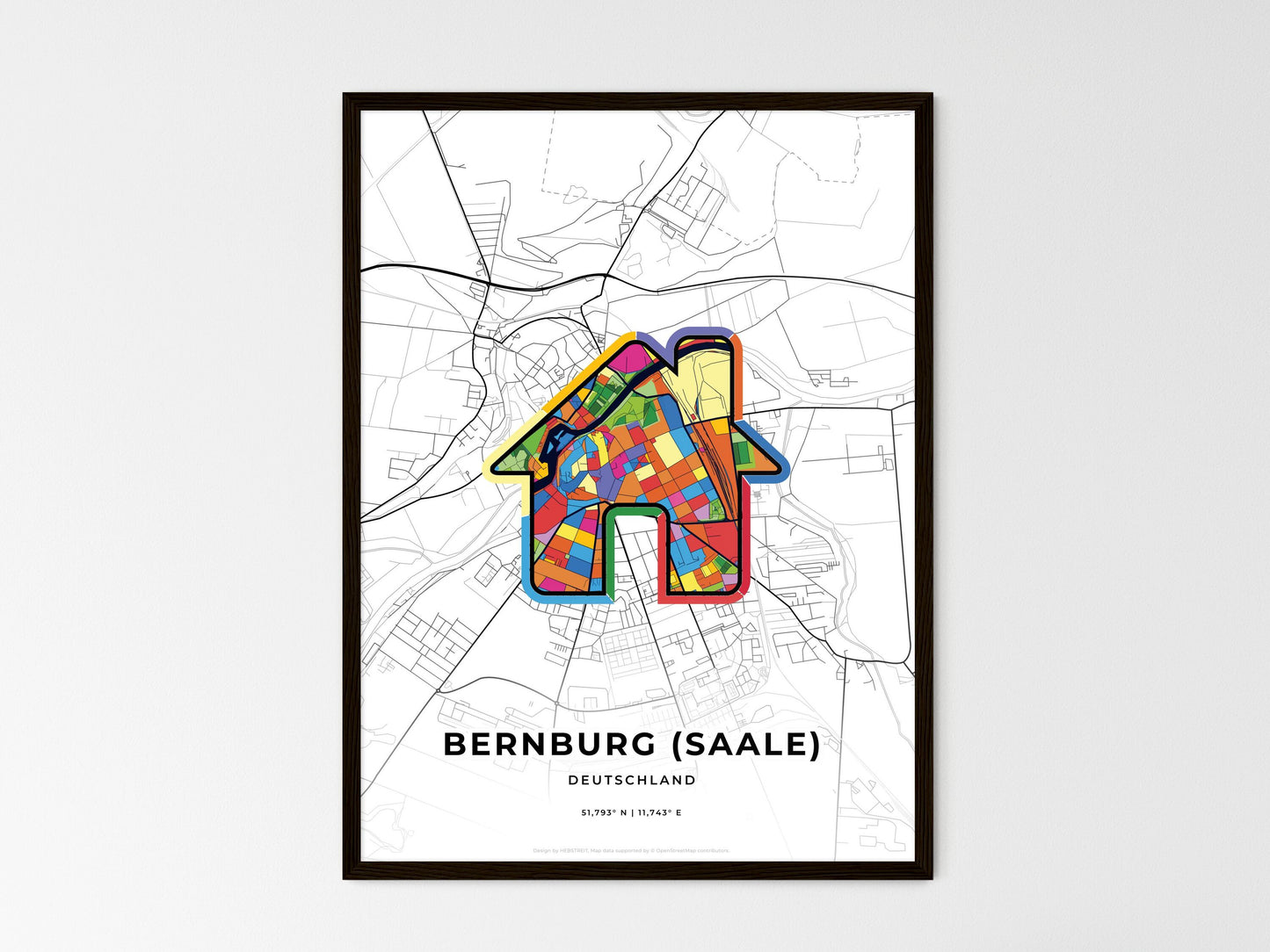 Bernburg (Saale) Germany wedding art map with home icon