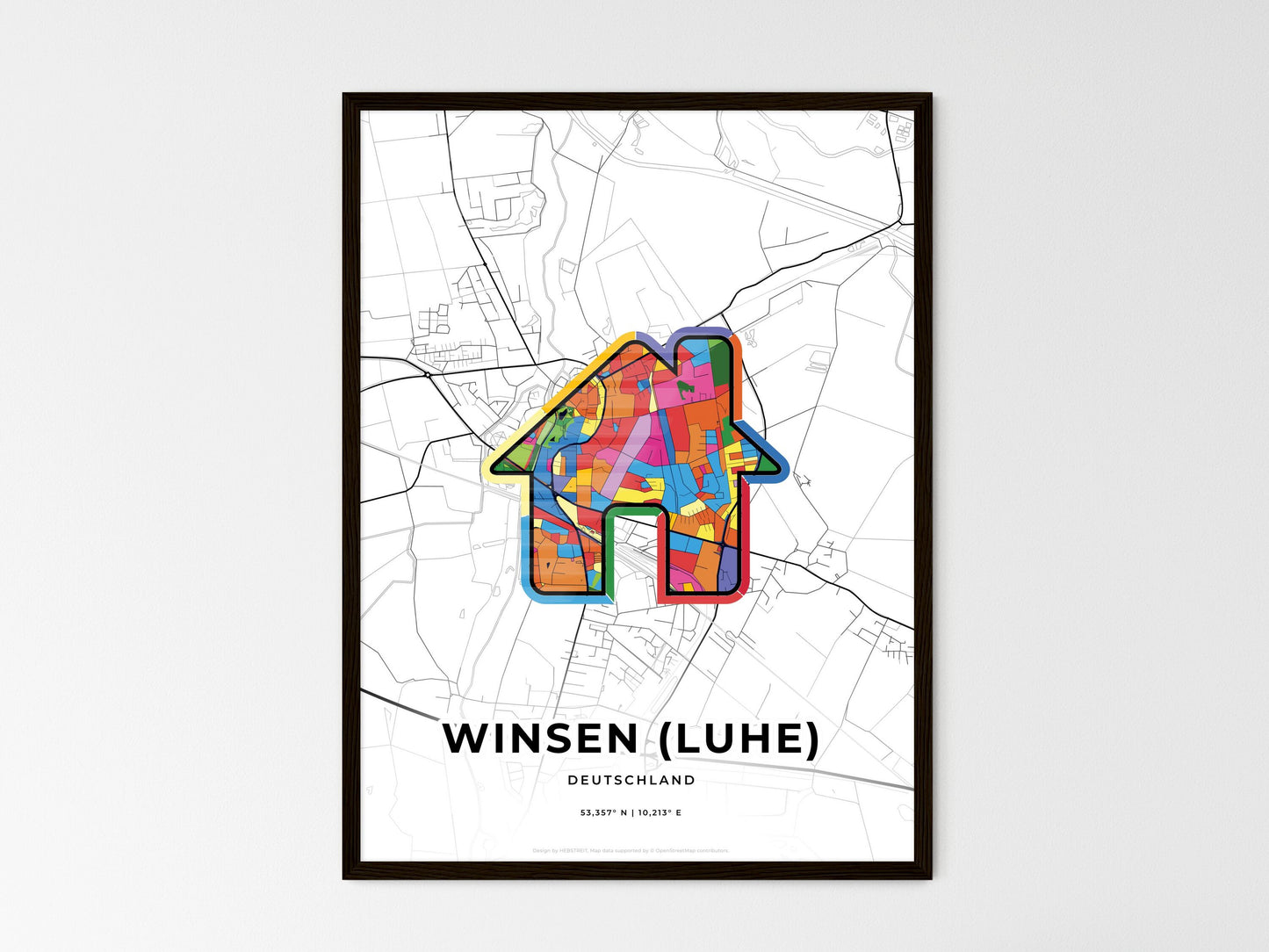 Winsen (Luhe) Germany wedding art map with home icon