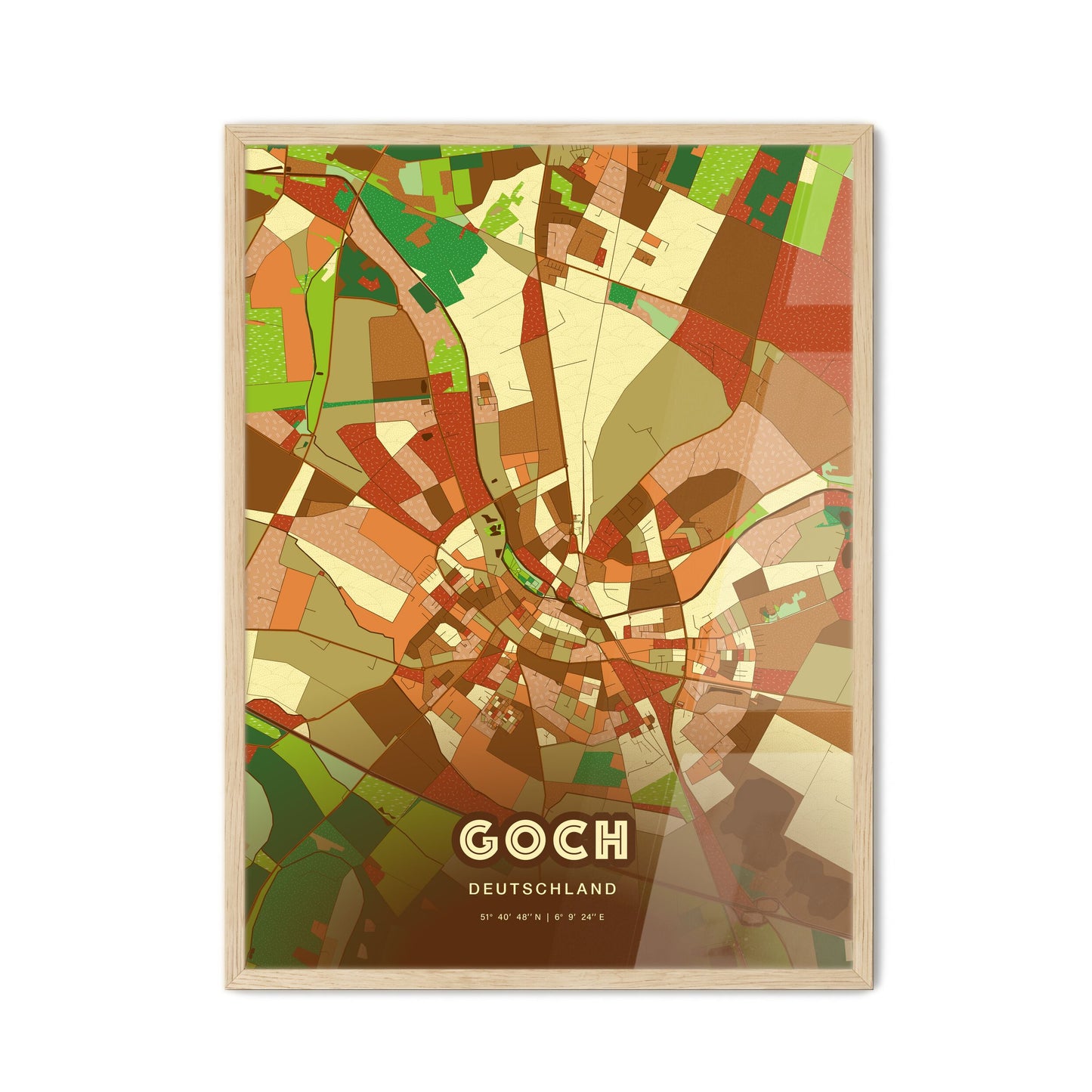 Colorful GOCH GERMANY Fine Art Map Farmhouse