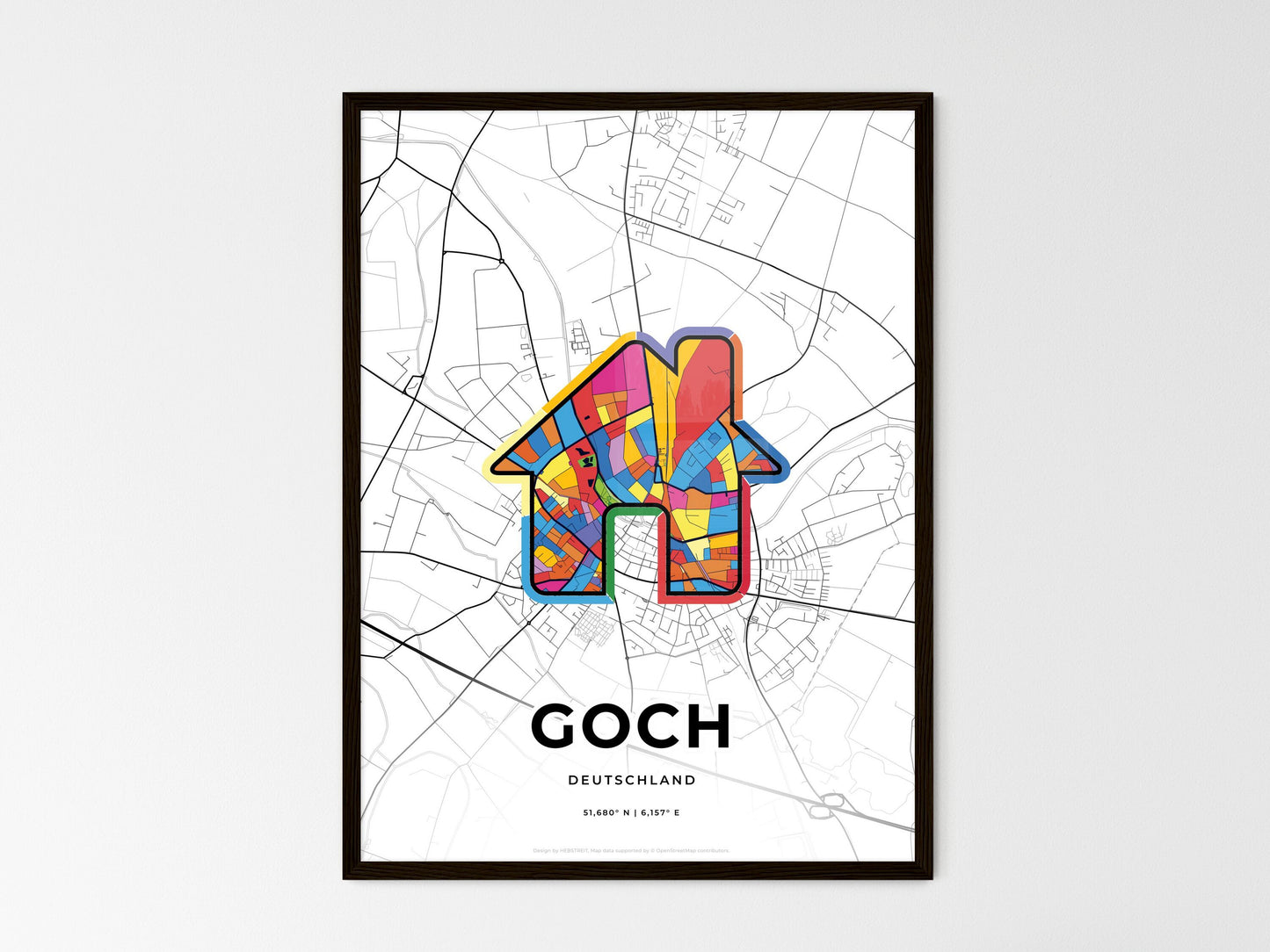 Goch Germany wedding art map with home icon