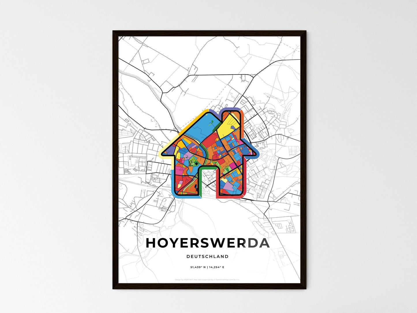 Hoyerswerda Germany wedding art map with home icon
