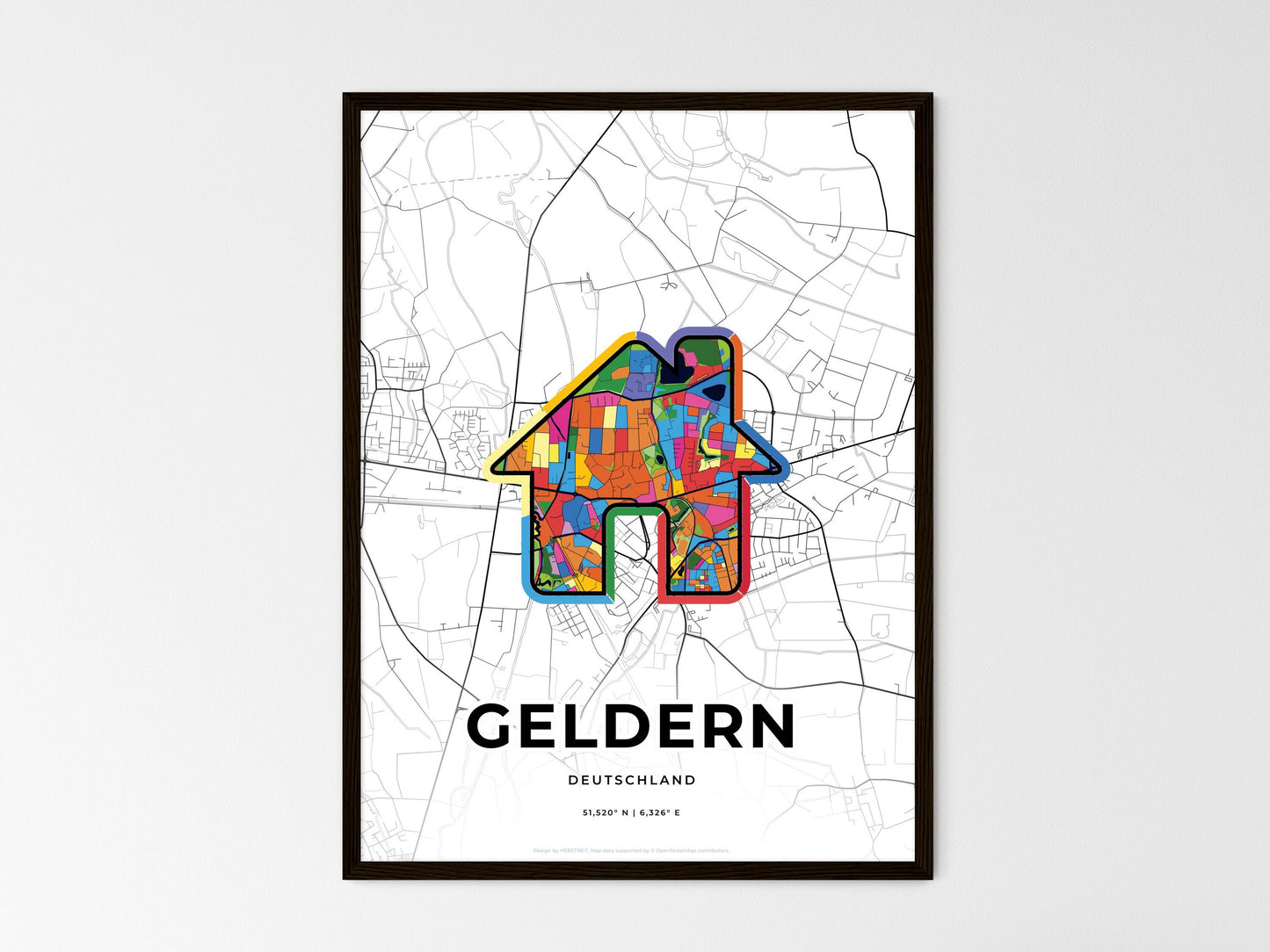 Geldern Germany wedding art map with home icon