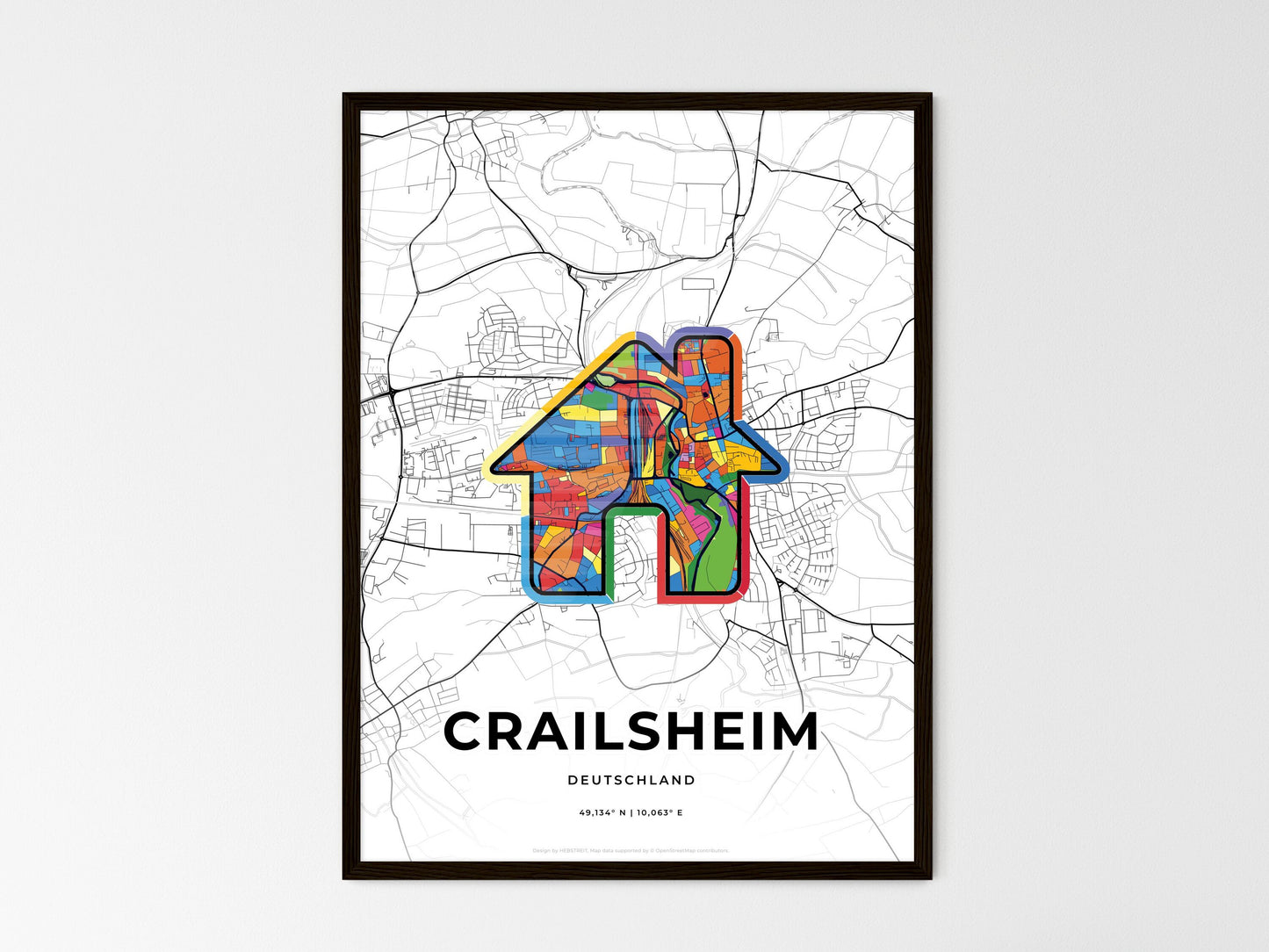 Crailsheim Germany wedding art map with home icon