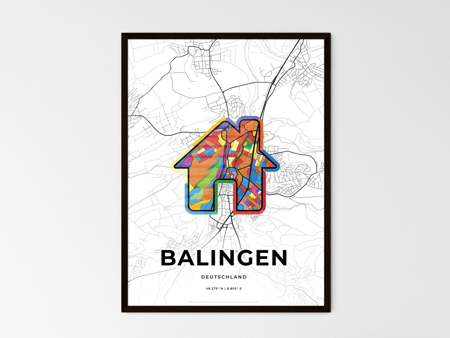 Balingen Germany wedding art map with home icon
