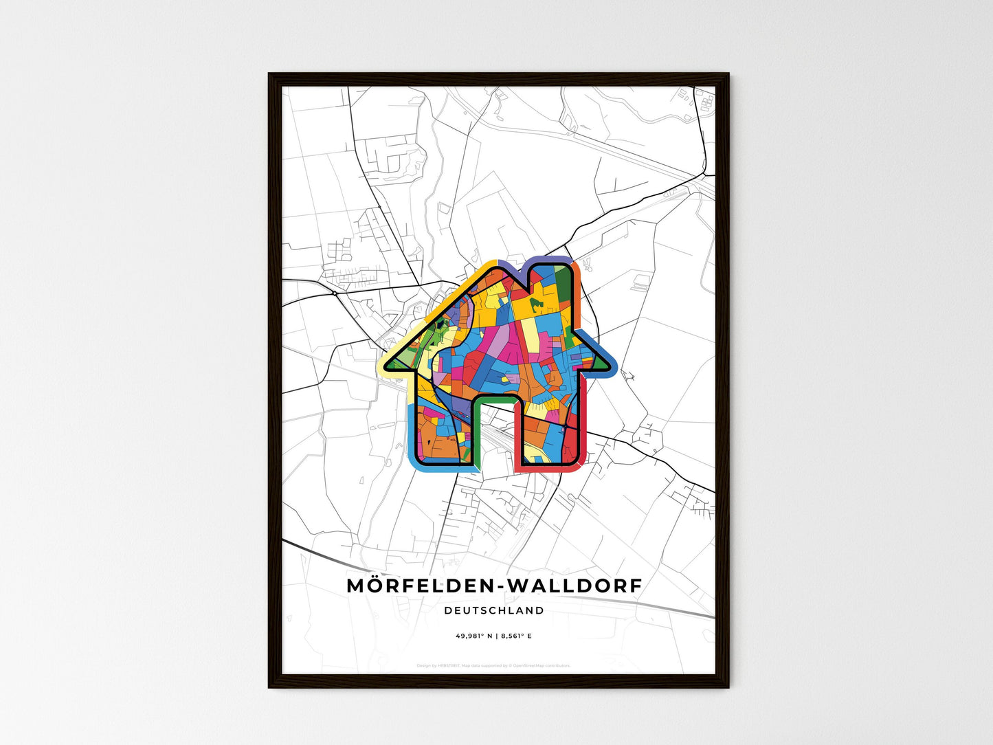Morfelden-Walldorf Germany wedding art map with home icon