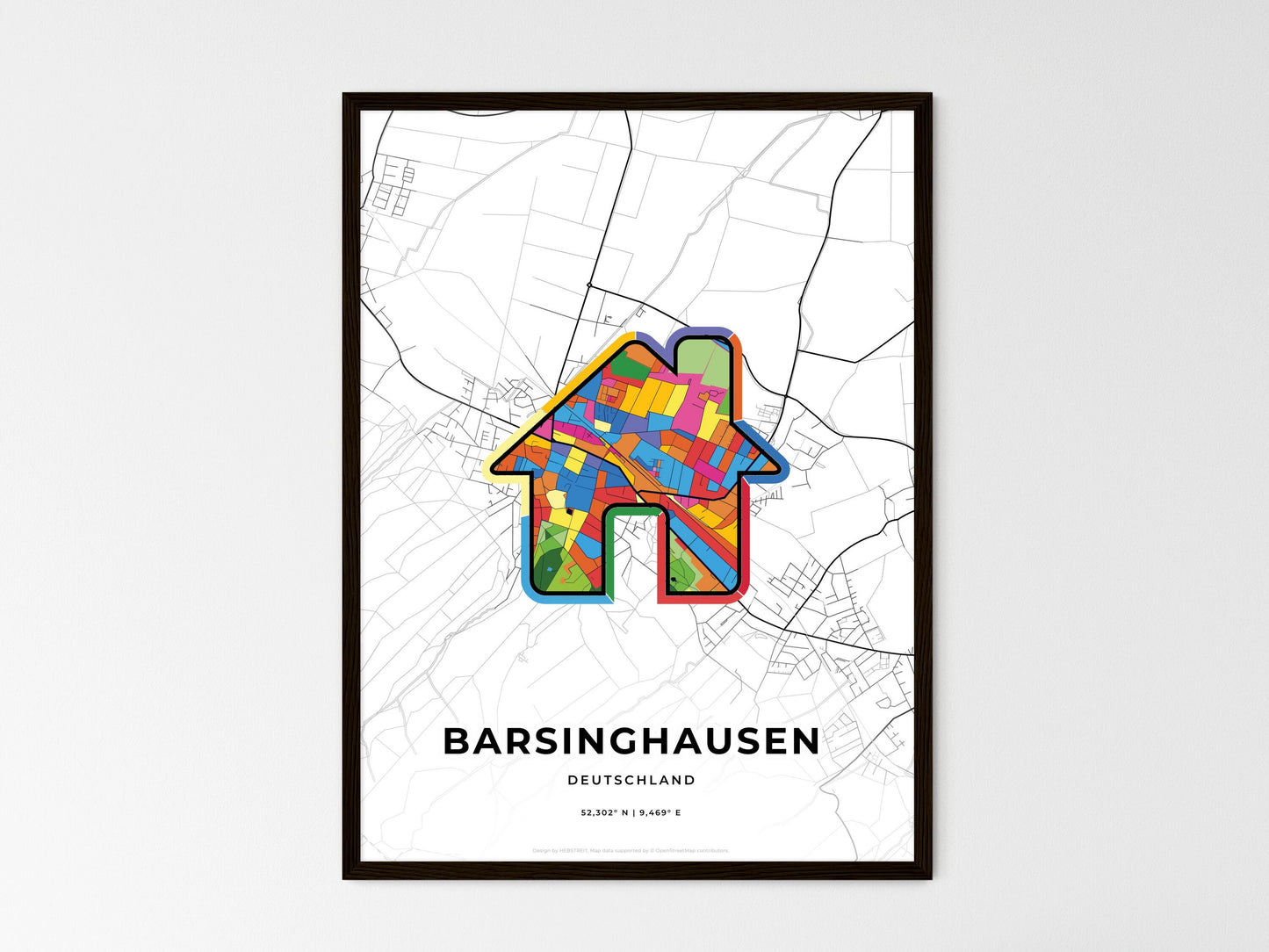 Barsinghausen Germany wedding art map with home icon