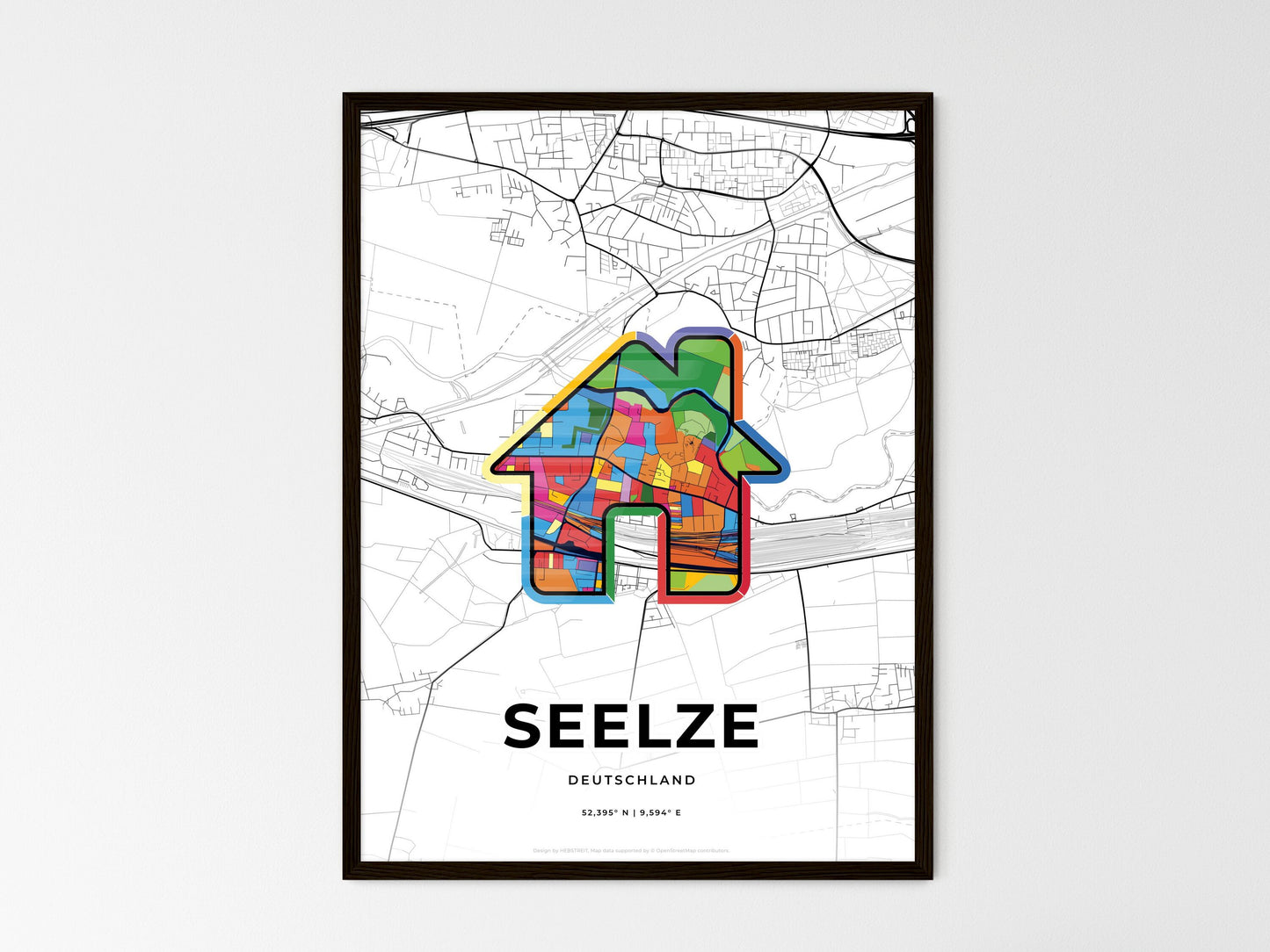 Seelze Germany wedding art map with home icon