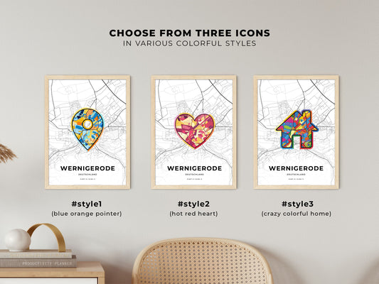 Wernigerode Germany maps with colorful icons