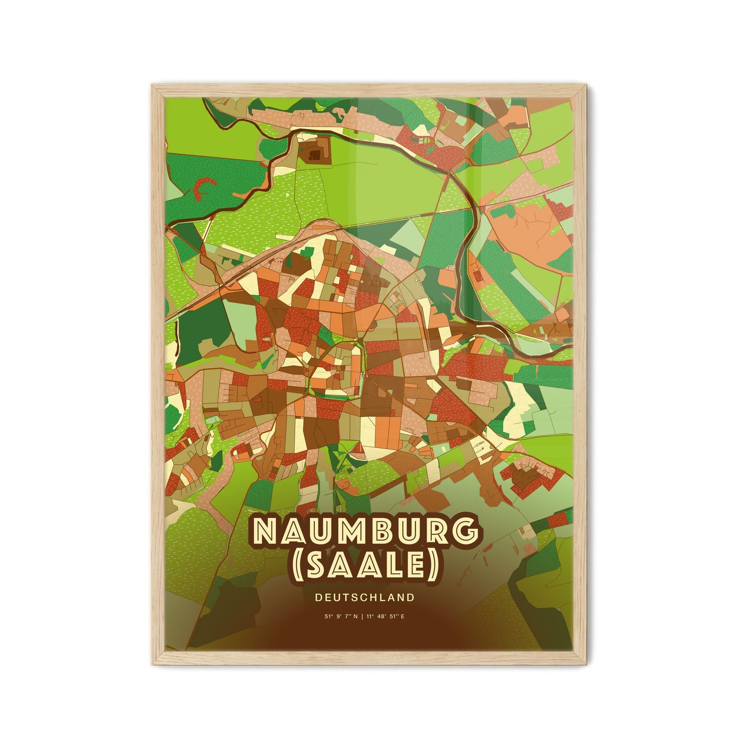 Colorful NAUMBURG (SAALE) GERMANY Fine Art Map Farmhouse