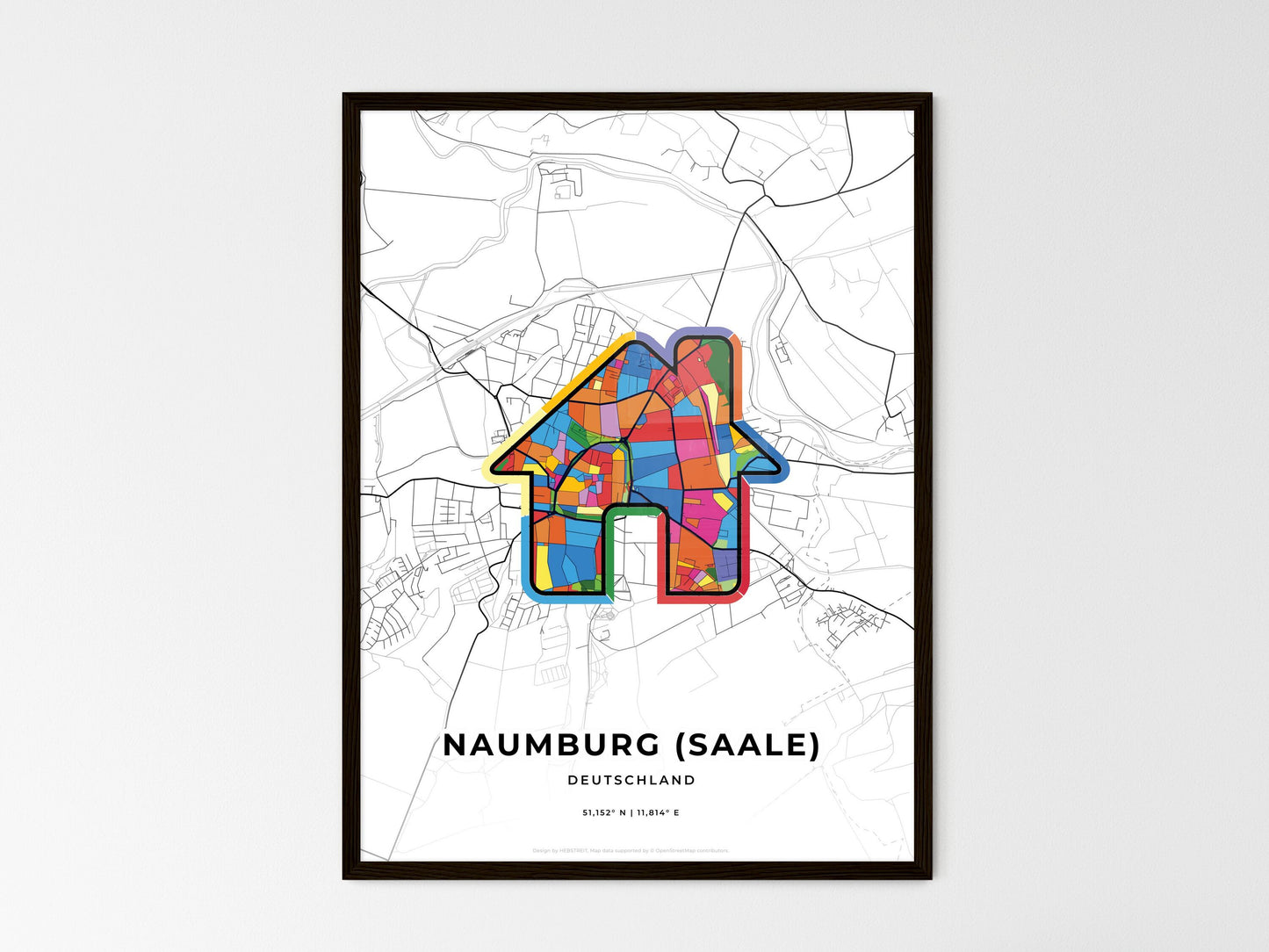 Naumburg (Saale) Germany wedding art map with home icon