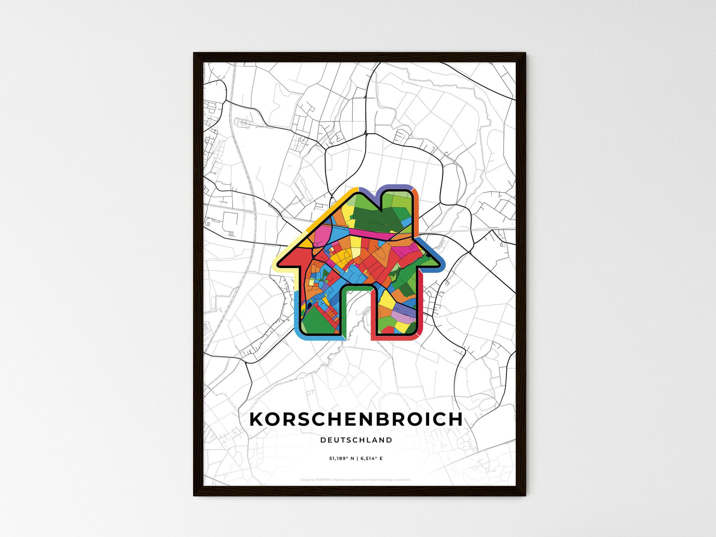 Korschenbroich Germany wedding art map with home icon