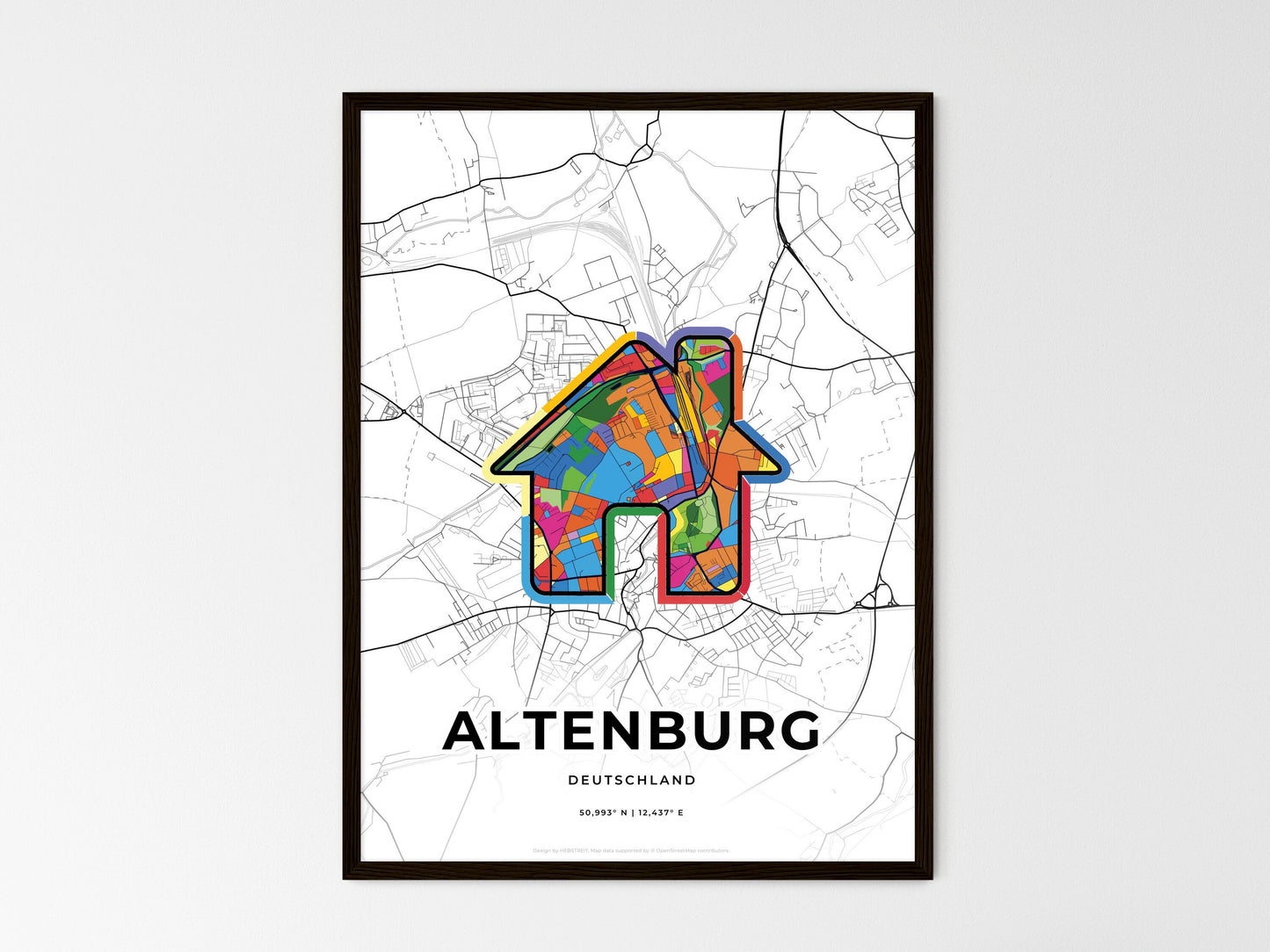 Altenburg Germany wedding art map with home icon