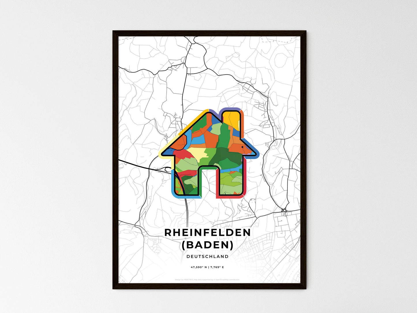 Rheinfelden (Baden) Germany wedding art map with home icon