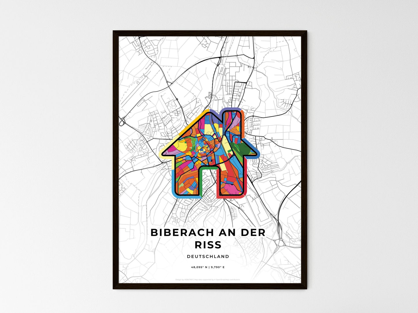 Biberach An Der Riss Germany wedding art map with home icon