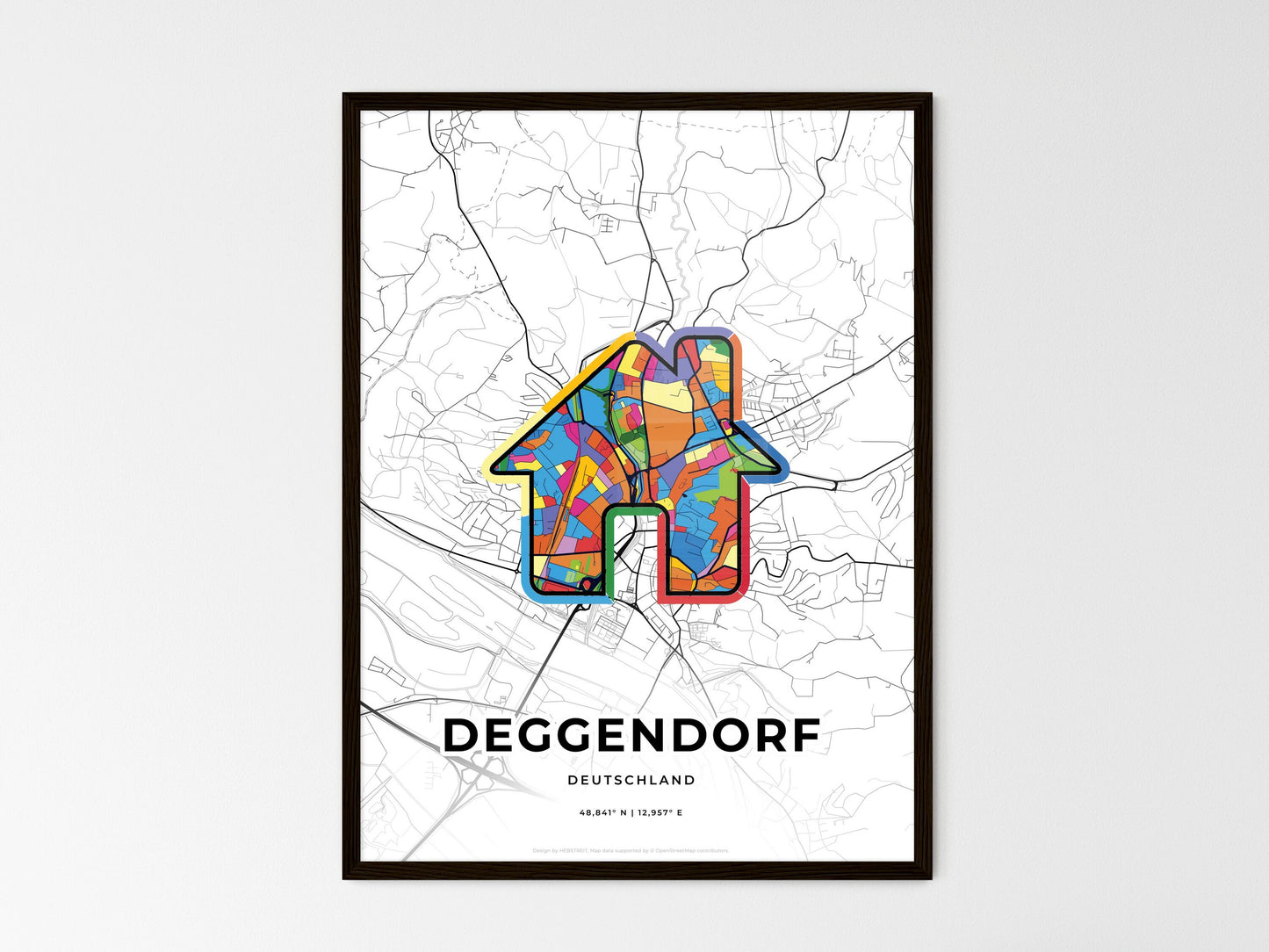 Deggendorf Germany wedding art map with home icon