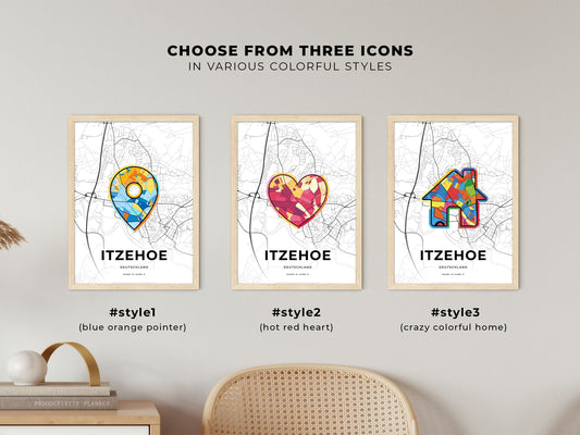 Itzehoe Germany maps with colorful icons