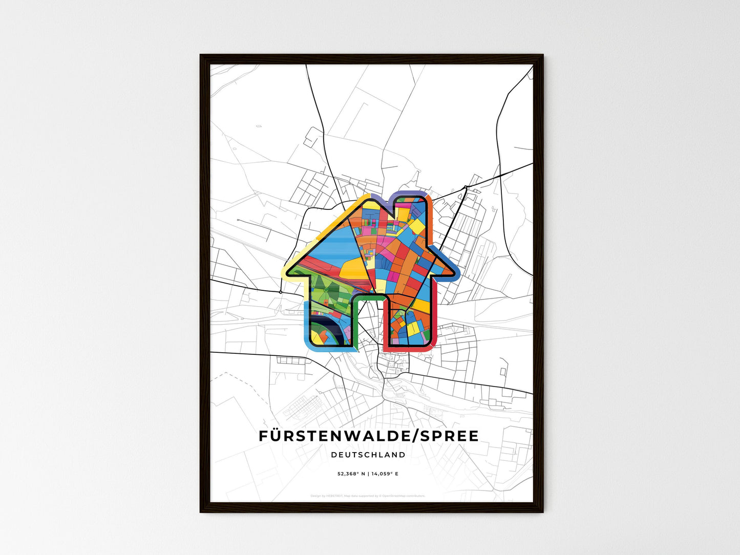 Furstenwalde/Spree Germany wedding art map with home icon