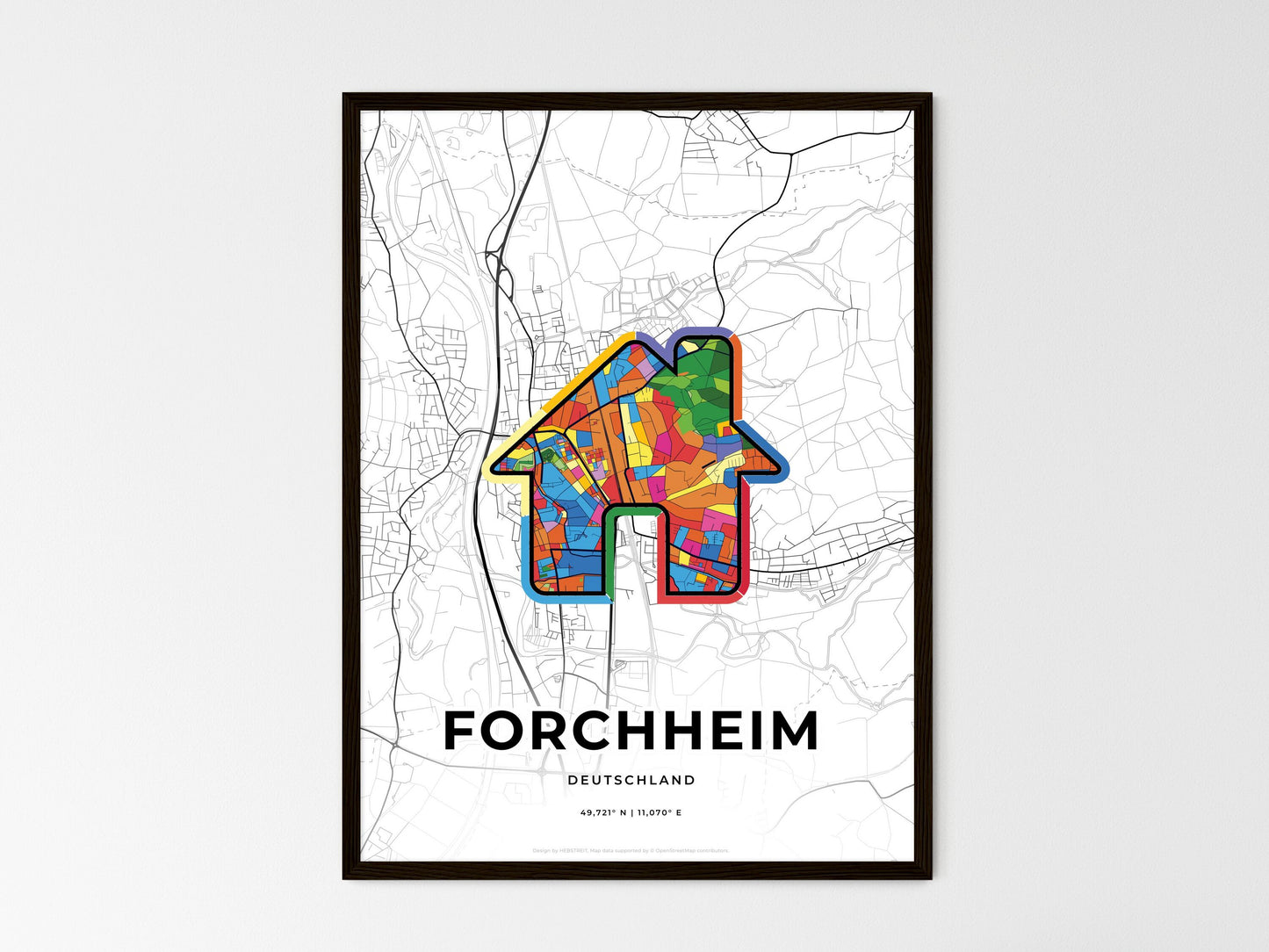 Forchheim Germany wedding art map with home icon