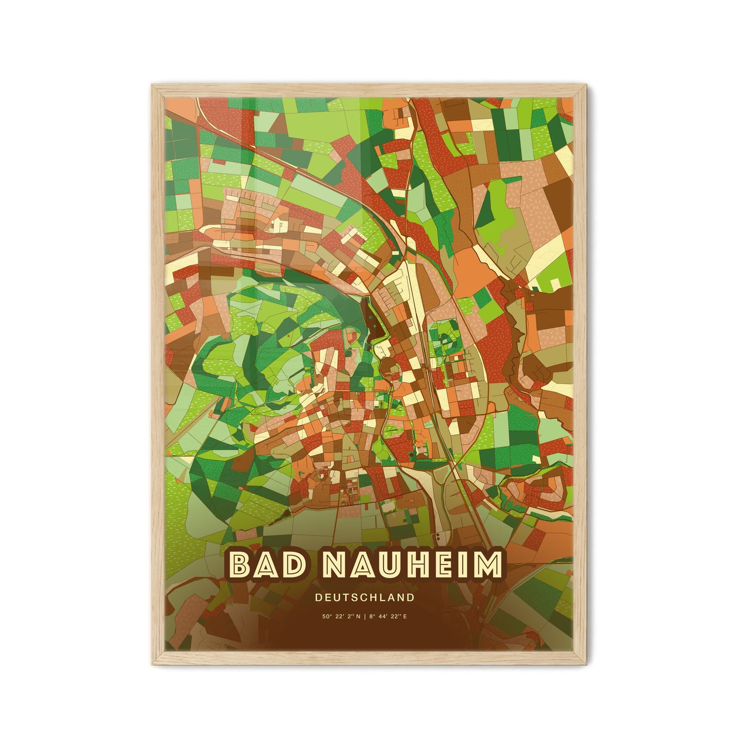 Colorful BAD NAUHEIM GERMANY Fine Art Map Farmhouse