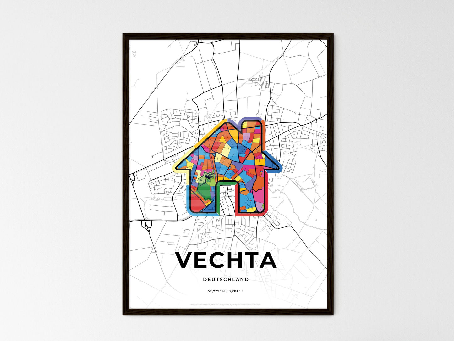 Vechta Germany wedding art map with home icon