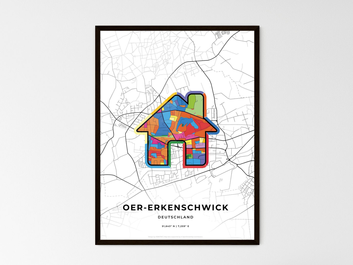 Oer-Erkenschwick Germany wedding art map with home icon