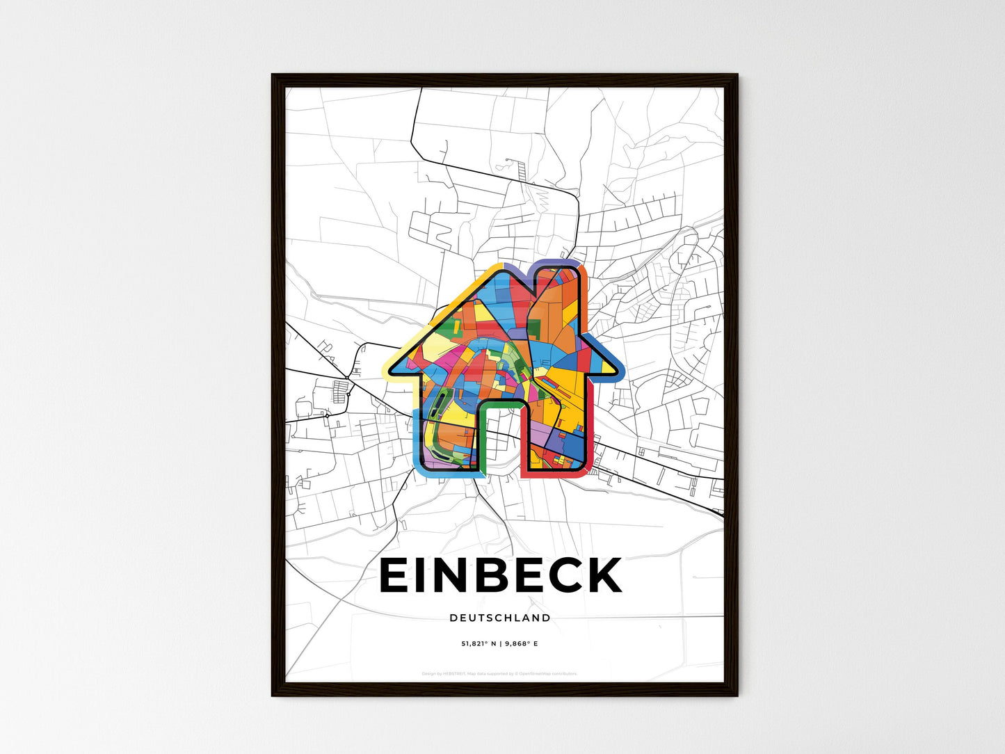 Einbeck Germany wedding art map with home icon