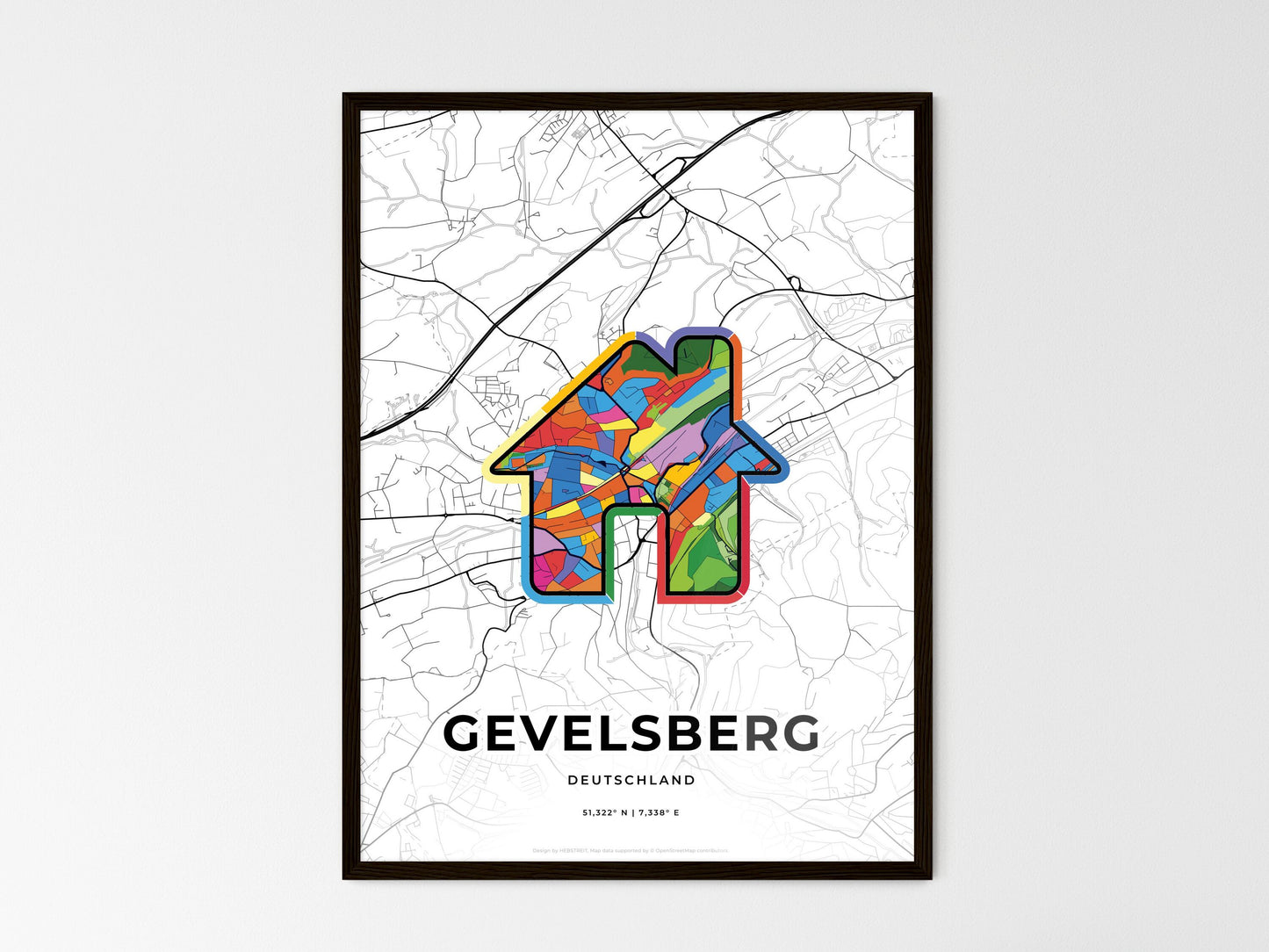 Gevelsberg Germany wedding art map with home icon