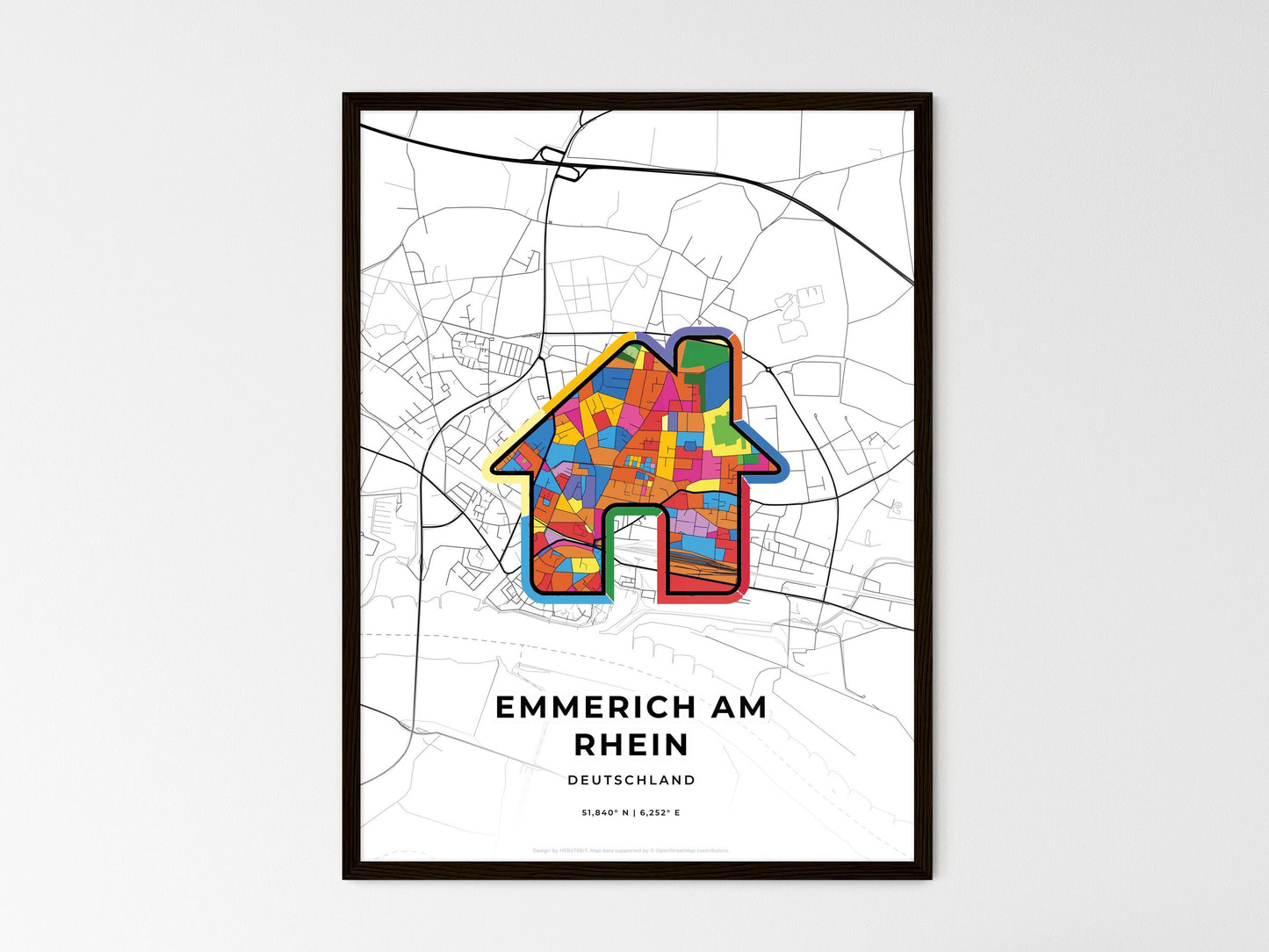 Emmerich Am Rhein Germany wedding art map with home icon