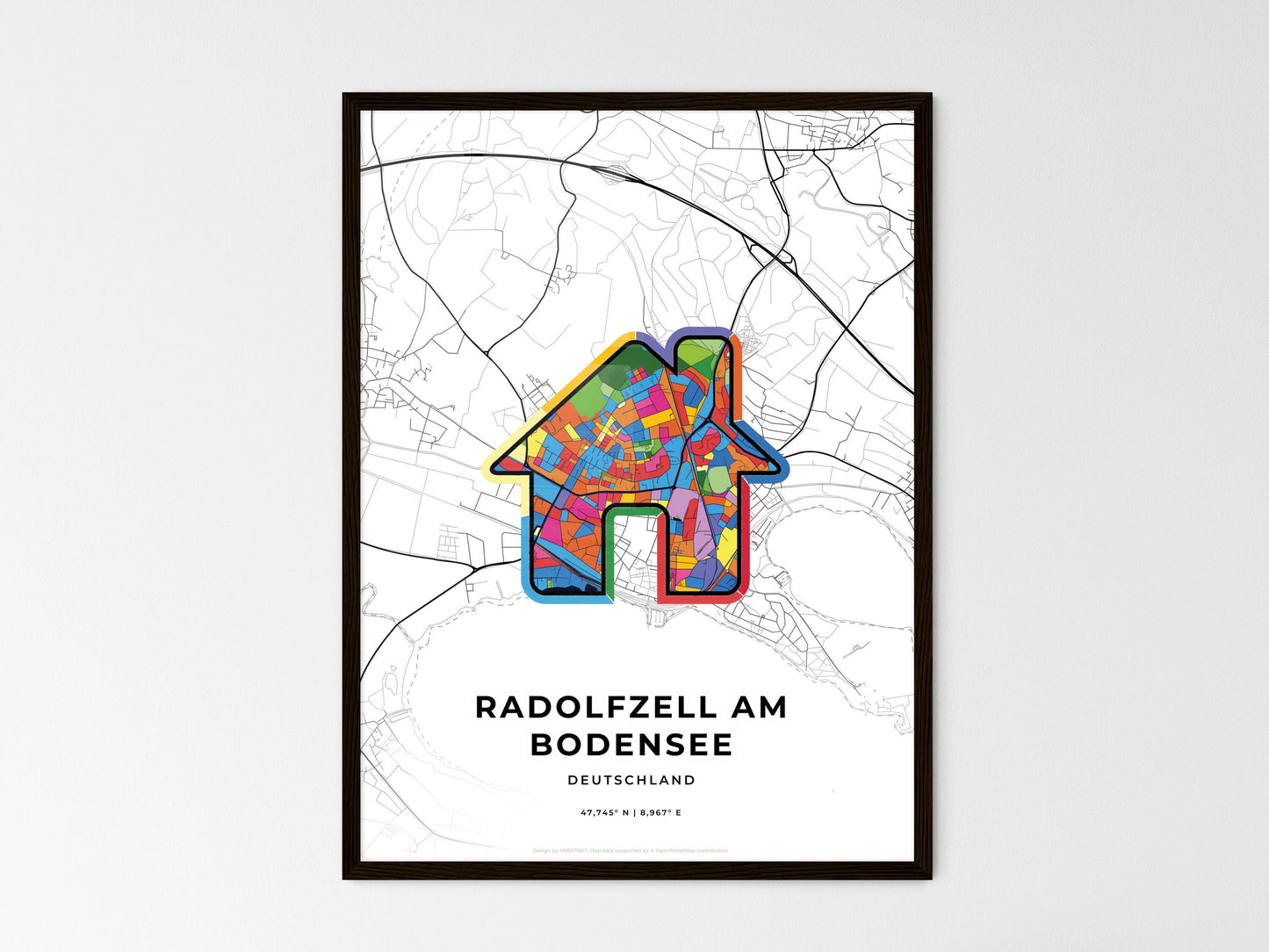 Radolfzell Am Bodensee Germany wedding art map with home icon